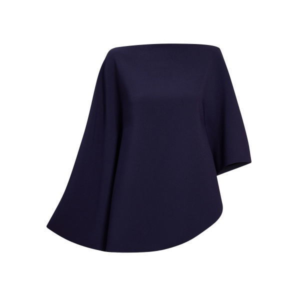 Safiyaa Marcella Top in Azurite - Safiyaa Tops - Heavy Crepe Cape Gown - Shop at Luxury Shoes 