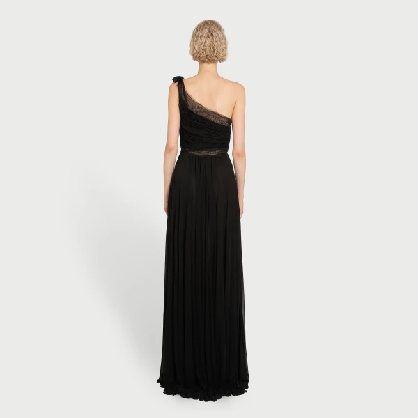 Giambattista Valli Maxi Asymmetrical Black Dress In Lace - Giambattista Valli Dresses - Romantic Couture - Shop at Luxury Shoes 
