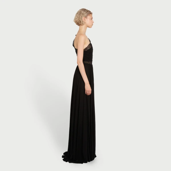 Giambattista Valli Maxi Asymmetrical Black Dress In Lace - Giambattista Valli Dresses - Romantic Couture - Shop at Luxury Shoes 