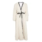Giambattista Valli Maxi Ivory Coat In Feathery Fake Fur - Giambattista Valli Coats - Romantic Couture - Shop at Luxury Shoes 