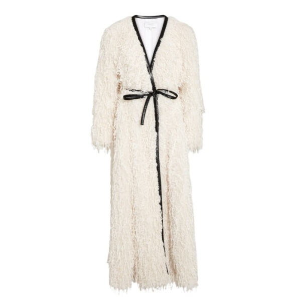 Giambattista Valli Maxi Ivory Coat In Feathery Fake Fur - Giambattista Valli Coats - Romantic Couture - Shop at Luxury Shoes 