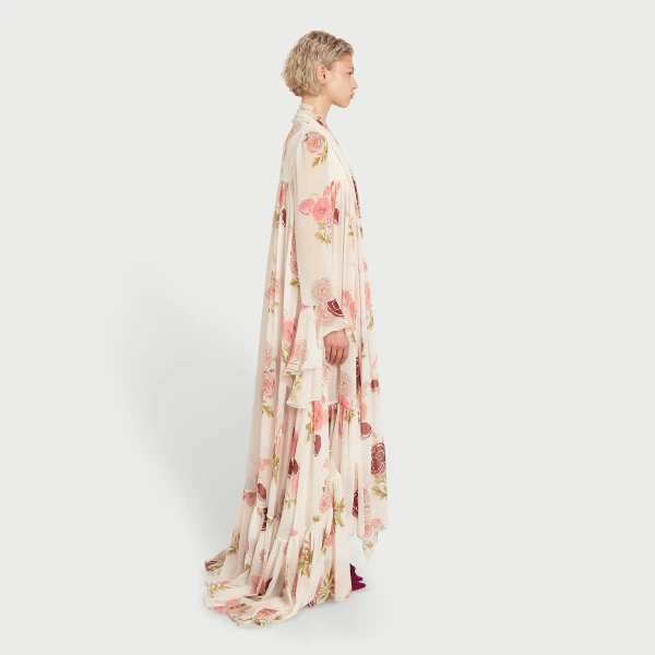 Giambattista Valli Maxi Pansies Creamy Silk Dress - Giambattista Valli Dresses - Romantic Couture - Shop at Luxury Shoes 