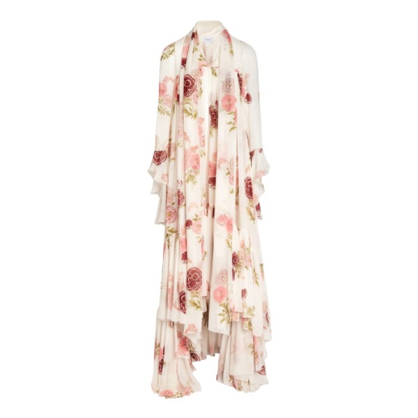 Giambattista Valli Maxi Pansies Creamy Silk Dress - Giambattista Valli Dresses - Romantic Couture - Shop at Luxury Shoes 