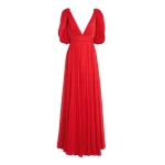 Giambattista Valli Maxi Red Silk Dress With Draped Shoulders - Giambattista Valli Dresses - Romantic Couture - Shop at Luxury Shoes 