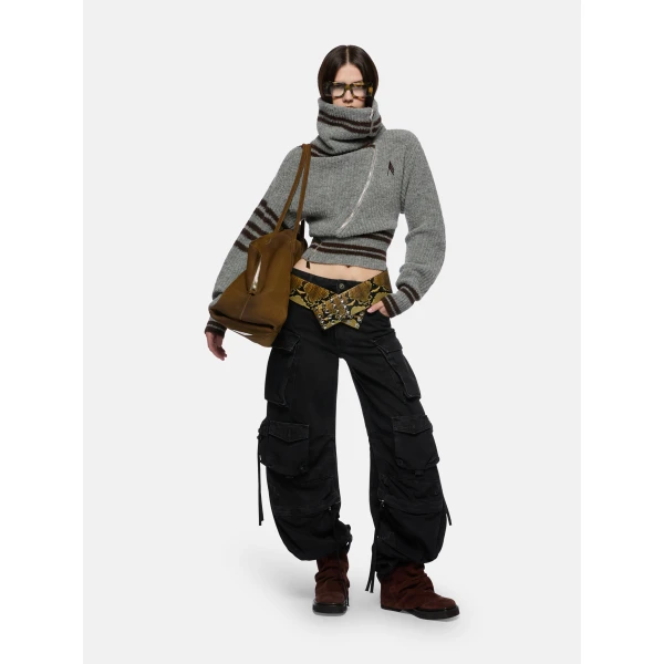 The Attico Melange Grey Cardigan - The Attico Knitwear - Designed by Gilda Ambrosio & Giorgia Tordini - Shop at Luxury Shoes 