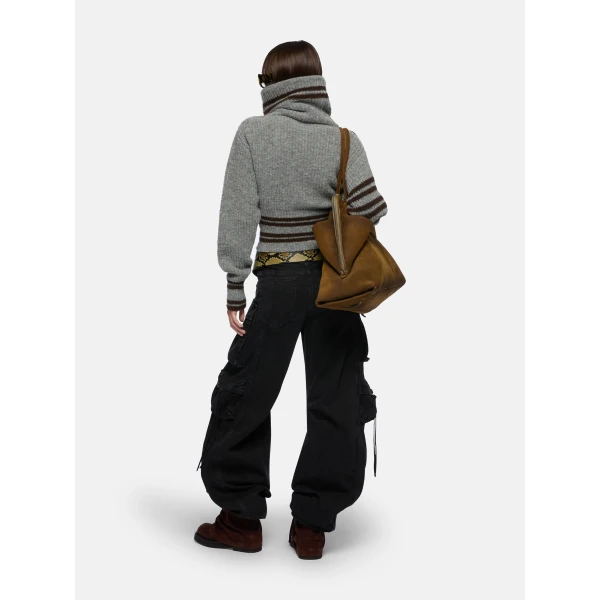 The Attico Melange Grey Cardigan - The Attico Knitwear - Designed by Gilda Ambrosio & Giorgia Tordini - Shop at Luxury Shoes 