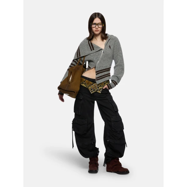 The Attico Melange Grey Cardigan - The Attico Knitwear - Designed by Gilda Ambrosio & Giorgia Tordini - Shop at Luxury Shoes 