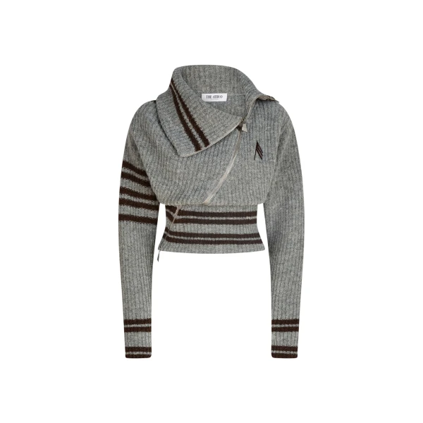 The Attico Melange Grey Cardigan - The Attico Knitwear - Designed by Gilda Ambrosio & Giorgia Tordini - Shop at Luxury Shoes 