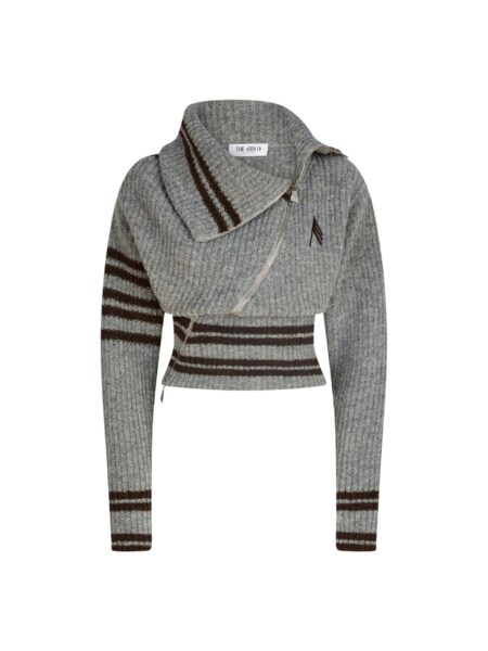 The Attico Melange Grey Cardigan - The Attico Knitwear - Designed by Gilda Ambrosio & Giorgia Tordini - Shop at Luxury Shoes 