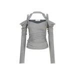 The Attico Melange Grey Top - The Attico Tops - Designed by Gilda Ambrosio & Giorgia Tordini - Shop at Luxury Shoes 