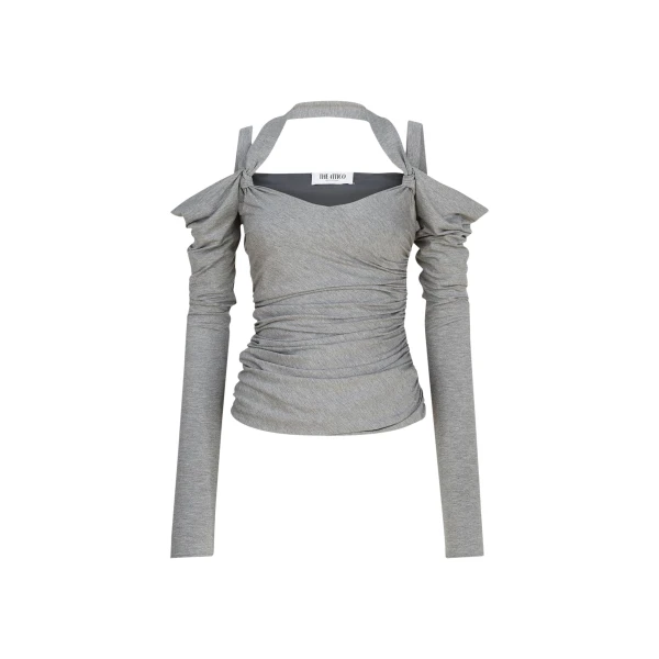 The Attico Melange Grey Top - The Attico Tops - Designed by Gilda Ambrosio & Giorgia Tordini - Shop at Luxury Shoes 