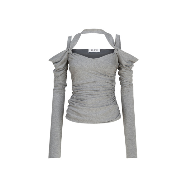 The Attico Melange Grey Top - The Attico Tops - Designed by Gilda Ambrosio & Giorgia Tordini - Shop at Luxury Shoes 