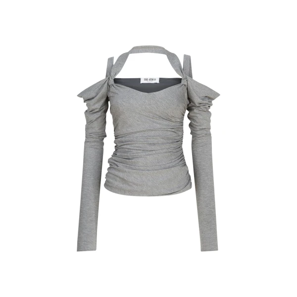 The Attico Melange Grey Top - The Attico Tops - Designed by Gilda Ambrosio & Giorgia Tordini - Shop at Luxury Shoes 