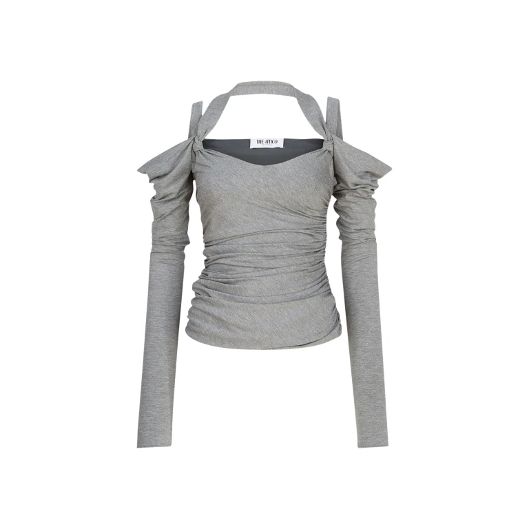 The Attico Melange Grey Top - The Attico Tops - Designed by Gilda Ambrosio & Giorgia Tordini - Shop at Luxury Shoes 