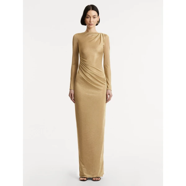 Oscar de la Renta Metallic Jersey Draped Gown - Oscar de la Renta Dresses - American Couture - Shop at Luxury Shoes 