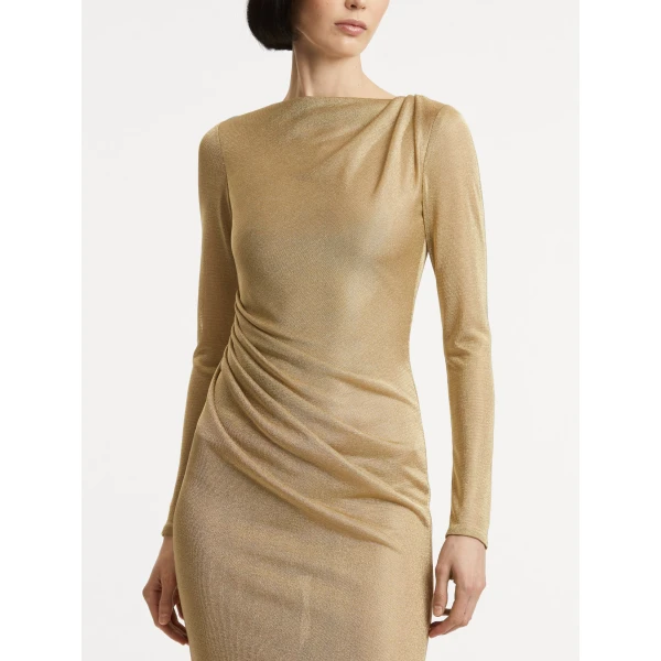 Oscar de la Renta Metallic Jersey Draped Gown - Oscar de la Renta Dresses - American Couture - Shop at Luxury Shoes 