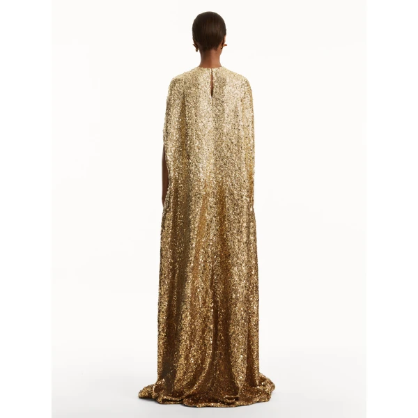 Oscar de la Renta Metallic Ombré Sequin Embroidered Caftan - Oscar de la Renta Dresses - American Couture - Shop at Luxury Shoes 