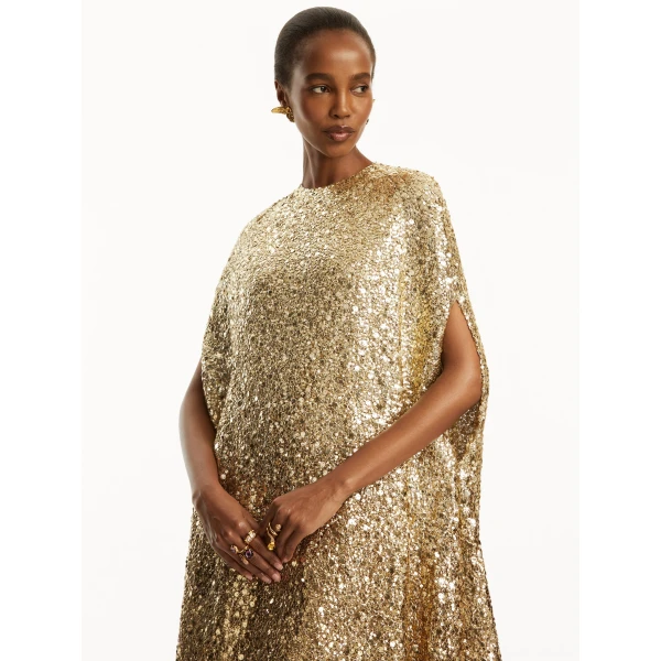 Oscar de la Renta Metallic Ombré Sequin Embroidered Caftan - Oscar de la Renta Dresses - American Couture - Shop at Luxury Shoes 