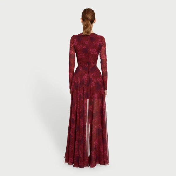 Giambattista Valli Midi Anemones Silk Dress With Train - Giambattista Valli Dresses - Romantic Couture - Shop at Luxury Shoes 