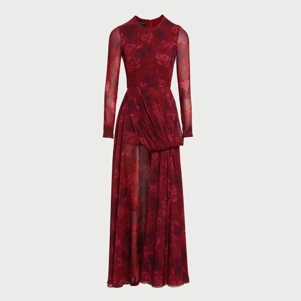 Giambattista Valli Midi Anemones Silk Dress With Train - Giambattista Valli Dresses - Romantic Couture - Shop at Luxury Shoes 