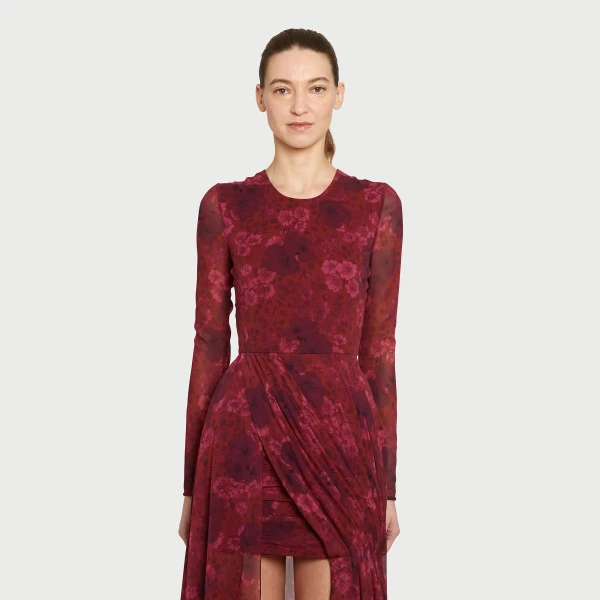 Giambattista Valli Midi Anemones Silk Dress With Train - Giambattista Valli Dresses - Romantic Couture - Shop at Luxury Shoes 