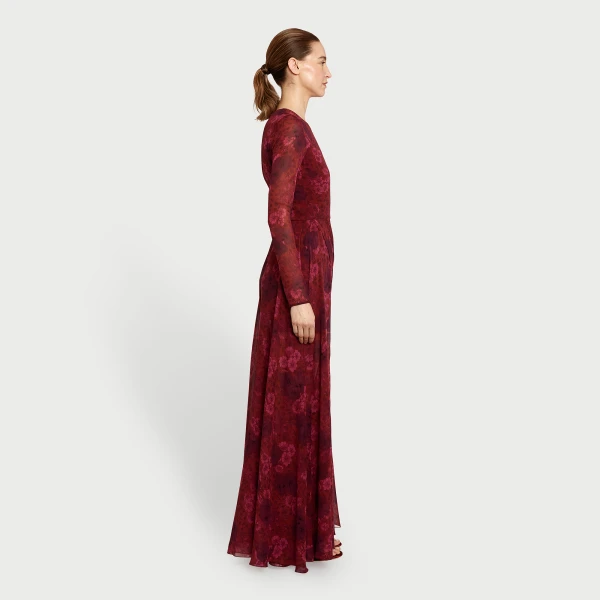 Giambattista Valli Midi Anemones Silk Dress With Train - Giambattista Valli Dresses - Romantic Couture - Shop at Luxury Shoes 