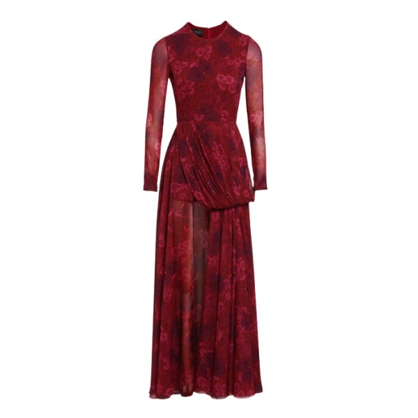 Giambattista Valli Midi Anemones Silk Dress With Train - Giambattista Valli Dresses - Romantic Couture - Shop at Luxury Shoes 