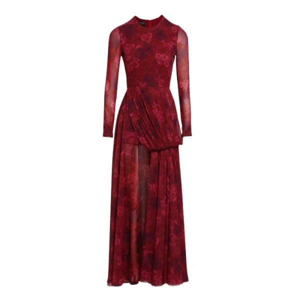 Giambattista Valli Midi Anemones Silk Dress With Train - Giambattista Valli Dresses - Romantic Couture - Shop at Luxury Shoes 
