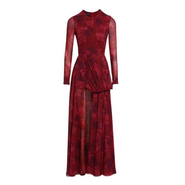 Giambattista Valli Midi Anemones Silk Dress With Train - Giambattista Valli Dresses - Romantic Couture - Shop at Luxury Shoes 