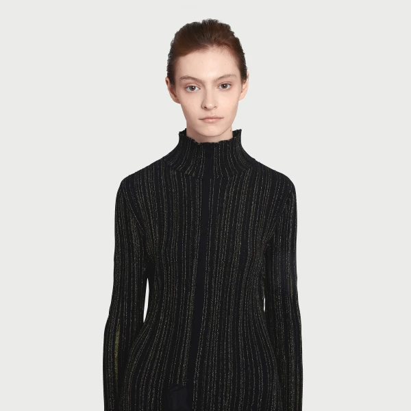 Giambattista Valli Midi Black And Gold Dress With Ruffles - Giambattista Valli Dresses - Romantic Couture - Shop at Luxury Shoes 