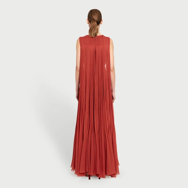 Giambattista Valli Midi Brick-Colored Draped Silk Dress - Giambattista Valli Dresses - Romantic Couture - Shop at Luxury Shoes 
