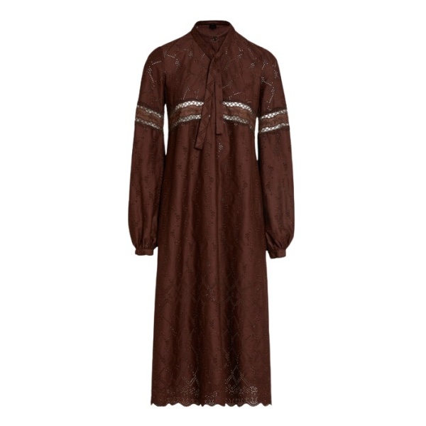 Giambattista Valli Midi Brown Saint-Gall Embroidery Dress - Giambattista Valli Dresses - Romantic Couture - Shop at Luxury Shoes 