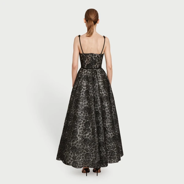 Giambattista Valli Midi Corset Dress With Shimmering Black Embroidery - Giambattista Valli Dresses - Romantic Couture - Shop at Luxury Shoes 