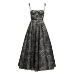 Giambattista Valli Midi Corset Dress With Shimmering Black Embroidery - Giambattista Valli Dresses - Romantic Couture - Shop at Luxury Shoes 