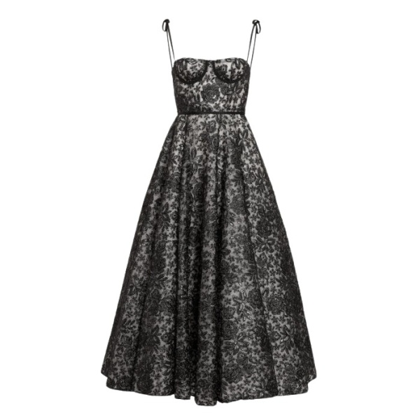 Giambattista Valli Midi Corset Dress With Shimmering Black Embroidery - Giambattista Valli Dresses - Romantic Couture - Shop at Luxury Shoes 