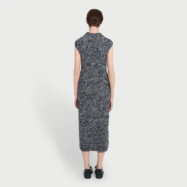 Giambattista Valli Midi Gray Wool Dress With Black Lace Details - Giambattista Valli Dresses - Romantic Couture - Shop at Luxury Shoes 