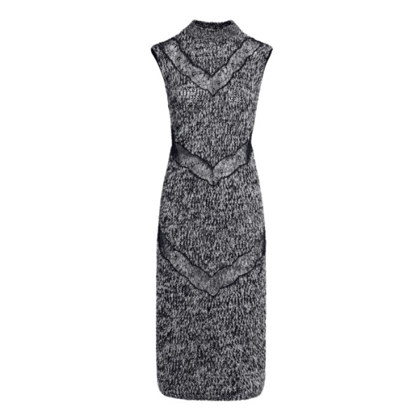 Giambattista Valli Midi Gray Wool Dress With Black Lace Details - Giambattista Valli Dresses - Romantic Couture - Shop at Luxury Shoes 