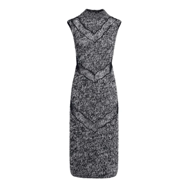 Giambattista Valli Midi Gray Wool Dress With Black Lace Details - Giambattista Valli Dresses - Romantic Couture - Shop at Luxury Shoes 