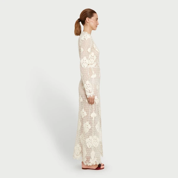 Giambattista Valli Midi Ivory Macrame Dress In Wool - Giambattista Valli Dresses - Romantic Couture - Shop at Luxury Shoes 