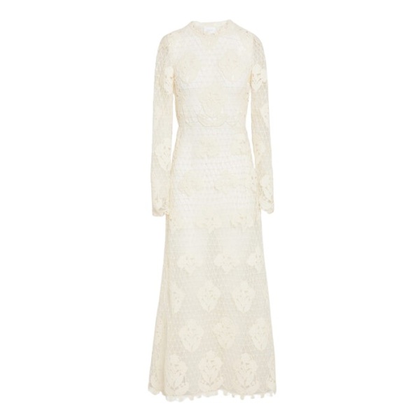 Giambattista Valli Midi Ivory Macrame Dress In Wool - Giambattista Valli Dresses - Romantic Couture - Shop at Luxury Shoes 