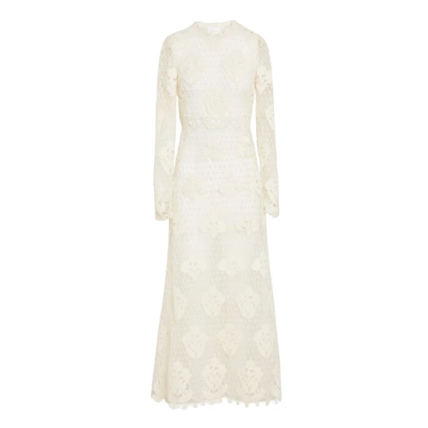 Giambattista Valli Midi Ivory Macrame Dress In Wool - Giambattista Valli Dresses - Romantic Couture - Shop at Luxury Shoes 