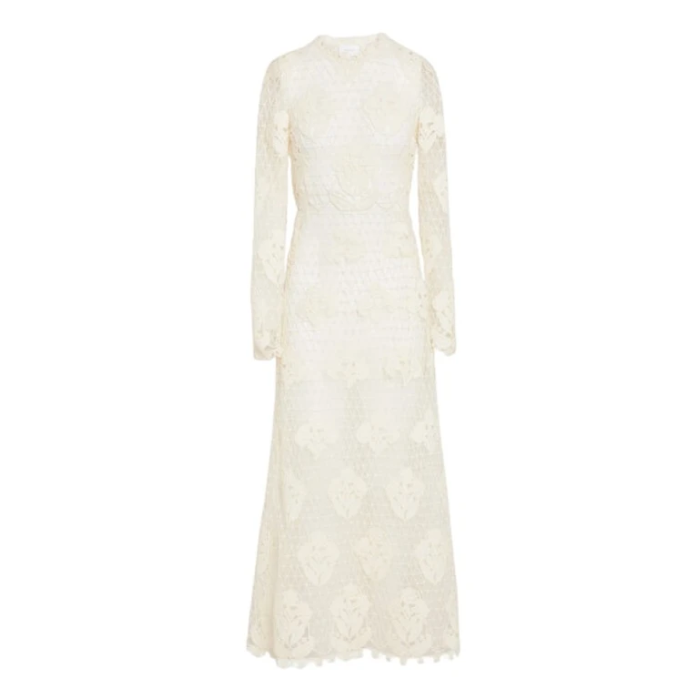 Giambattista Valli Midi Ivory Macrame Dress In Wool - Giambattista Valli Dresses - Romantic Couture - Shop at Luxury Shoes 