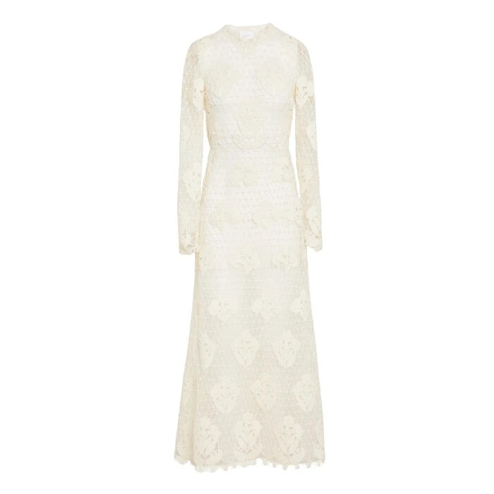 Midi-Ivory-Macrame-Dress-In-Wool-Giambattista-Valli-Dresses-632221_nobg Giambattista Valli Midi Ivory Macrame Dress In Wool - Giambattista Valli Dresses - Romantic Couture - Shop at Luxury Shoes