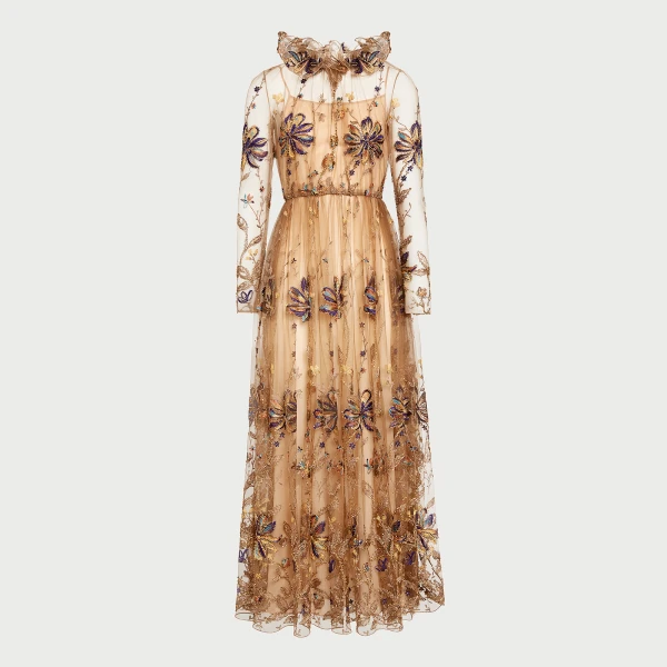 Giambattista Valli Midi Kaleido-Flower Embroidered Tulle Dress - Giambattista Valli Dresses - Romantic Couture - Shop at Luxury Shoes 