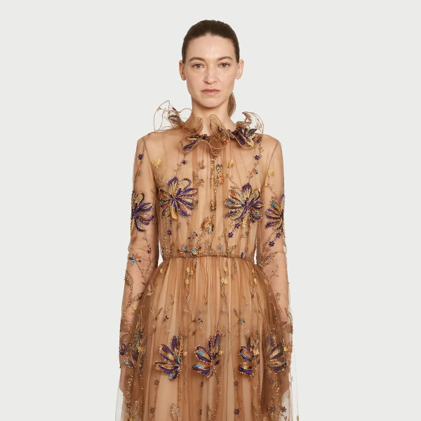 Giambattista Valli Midi Kaleido-Flower Embroidered Tulle Dress - Giambattista Valli Dresses - Romantic Couture - Shop at Luxury Shoes 