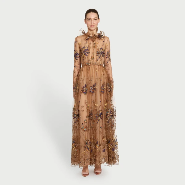 Giambattista Valli Midi Kaleido-Flower Embroidered Tulle Dress - Giambattista Valli Dresses - Romantic Couture - Shop at Luxury Shoes 