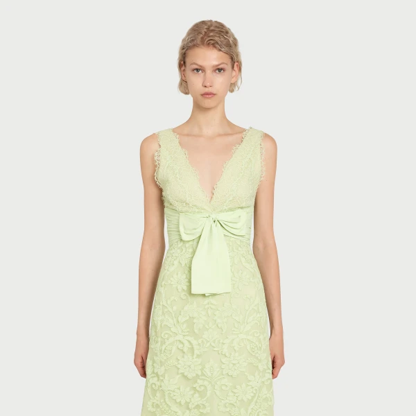 Giambattista Valli Midi Lime Embroidered Lace Dress - Giambattista Valli Dresses - Romantic Couture - Shop at Luxury Shoes 