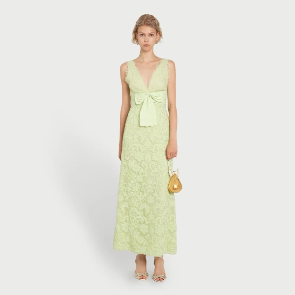 Giambattista Valli Midi Lime Embroidered Lace Dress - Giambattista Valli Dresses - Romantic Couture - Shop at Luxury Shoes 
