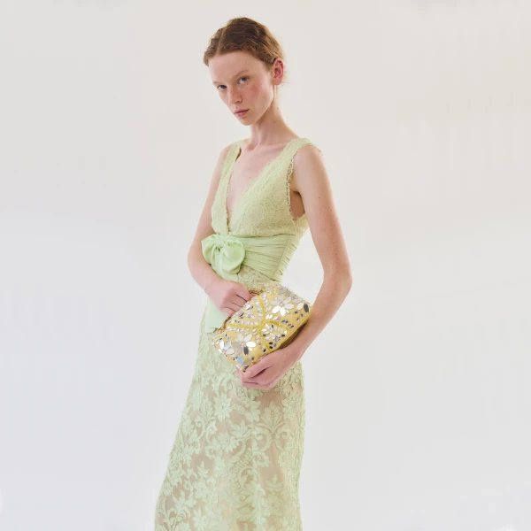 Giambattista Valli Midi Lime Embroidered Lace Dress - Giambattista Valli Dresses - Romantic Couture - Shop at Luxury Shoes 