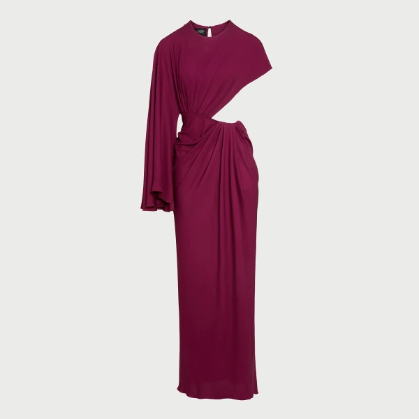 Giambattista Valli Midi Purple Draped Asymmetrical Dress - Giambattista Valli Dresses - Romantic Couture - Shop at Luxury Shoes 